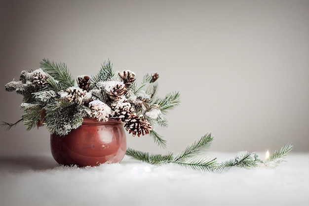 Home winter christmas composition on a blurred background