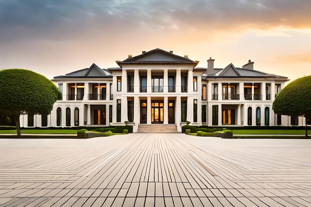 A home with a large front porch and a large front door.