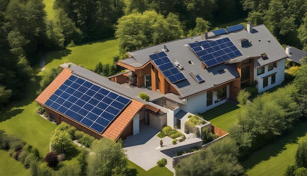 a home with solar panels on the roof