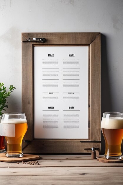 Homebrewing Beer Tasting Notes Signage Mockup with blank white empty space for placing your design