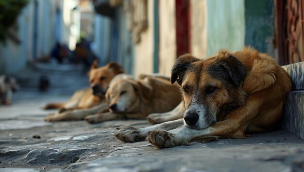 Photo homeless dogs on the street