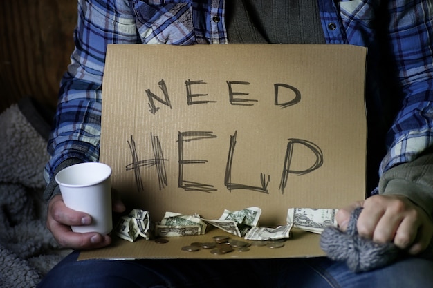 Homeless man ask help