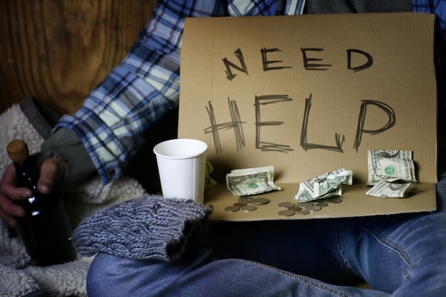 Homeless man ask help