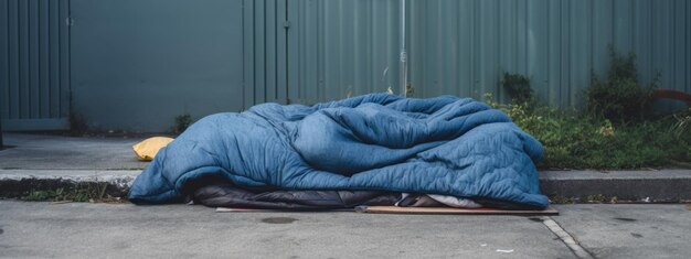 Photo homeless man sleeps on a city street