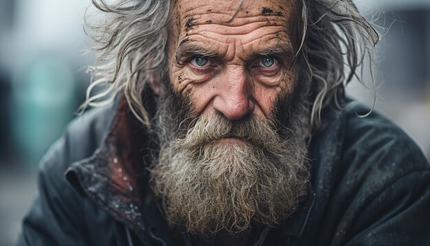 Homeless person emotional editorial portrait photography