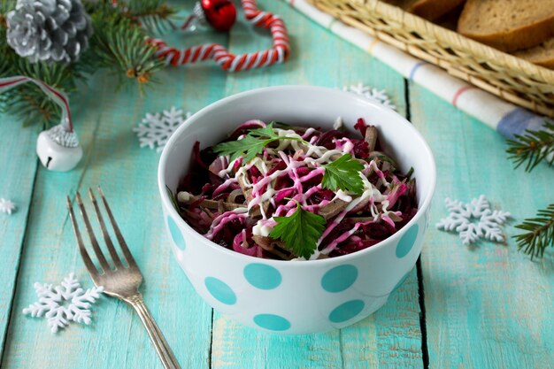 Homemade appetizer on a festive Christmas table