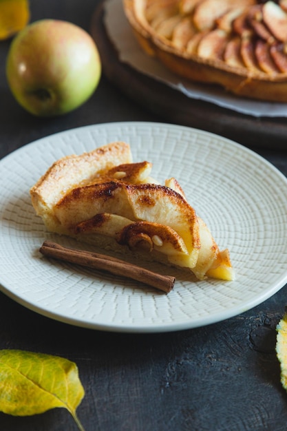 Concetto di cottura autunnale della torta di mele fatta in casa