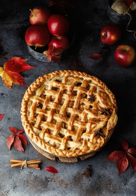 Homemade apple pie. Food background