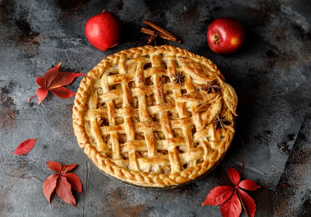 Homemade apple pie. Food background