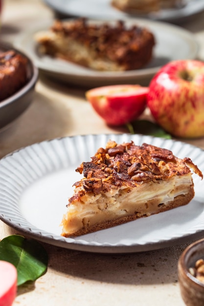 Homemade apple pie in the style of clafoutis