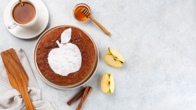 Homemade apple pie on a white background top view the classic autumn dessert for thanksgiving