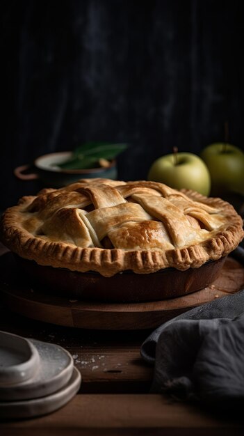 Homemade Apple Pie with Golden Crust and Cinnamon Filling