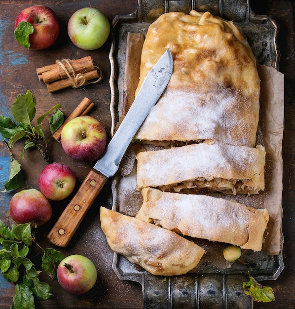 Homemade apple strudel