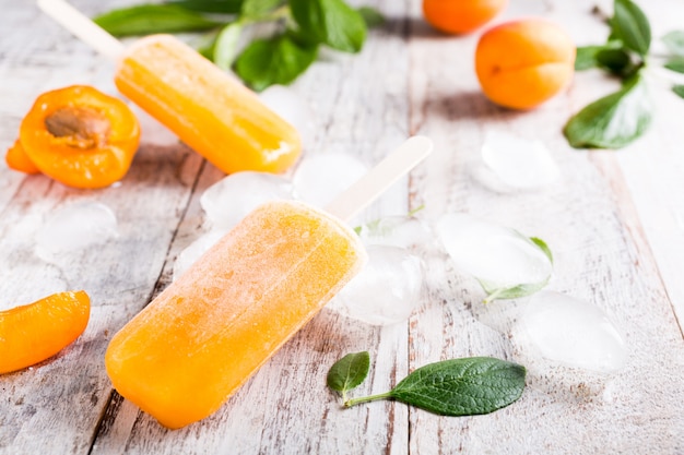 Homemade apricot popsicles