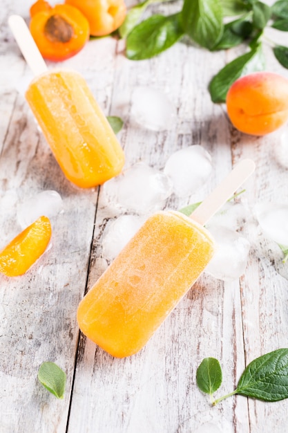 Homemade apricot popsicles