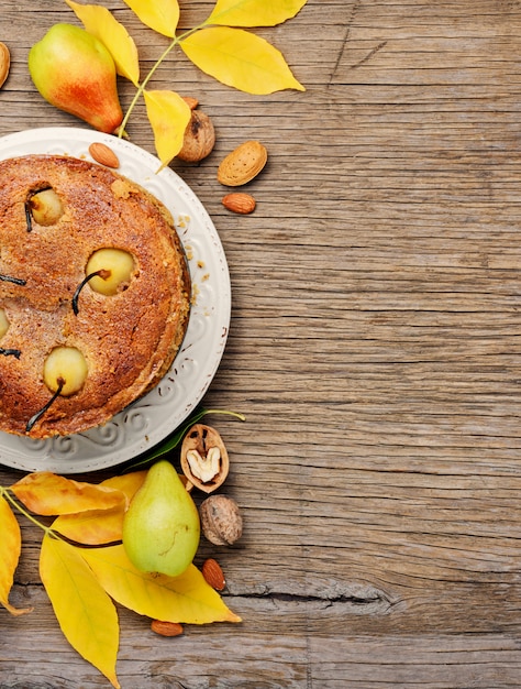 Homemade autumn pear cake