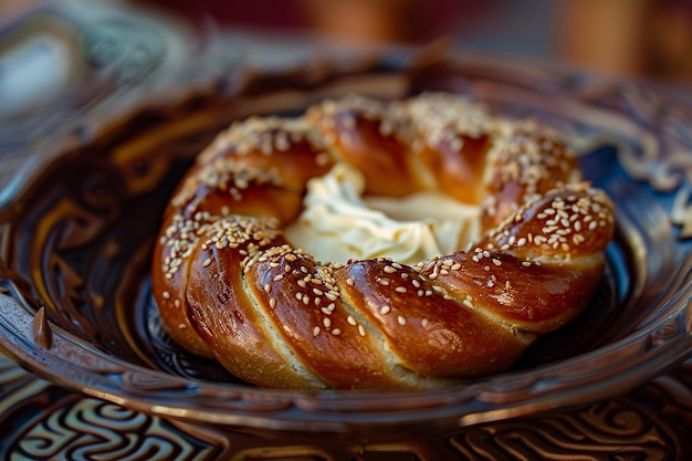 Homemade Bagels Accompanied by Smooth and Creamy Cream Cheese