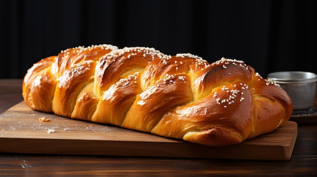 Homemade baked braided brioche bread