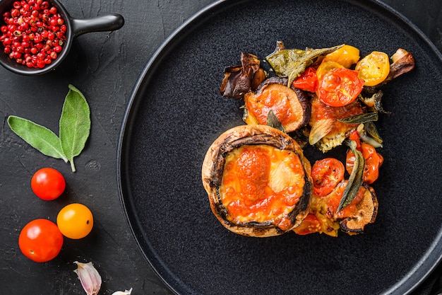 Homemade baked portabello mushrooms with cheese