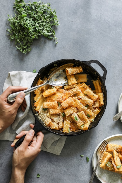 Homemade baked vegan Mac n Cheese