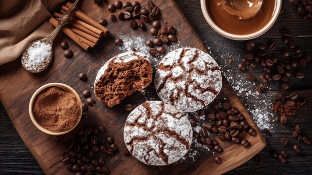 Foto biscotti di cioccolato fatti in casa con zucchero in polvere