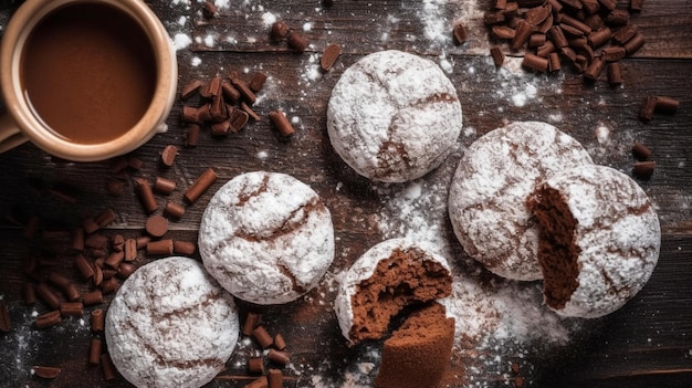 Домашние шоколадные печенье с сахарным порошком