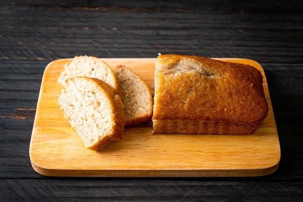 Homemade banana bread or banana cake sliced