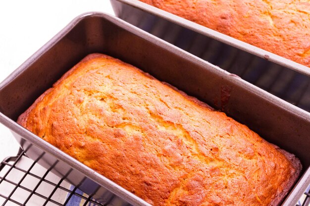 Homemade banana bread from classic recipe.