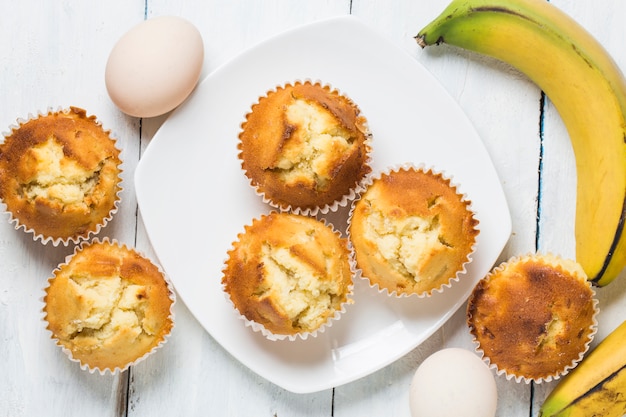 Homemade Banana Nut Muffins Ready to Eat