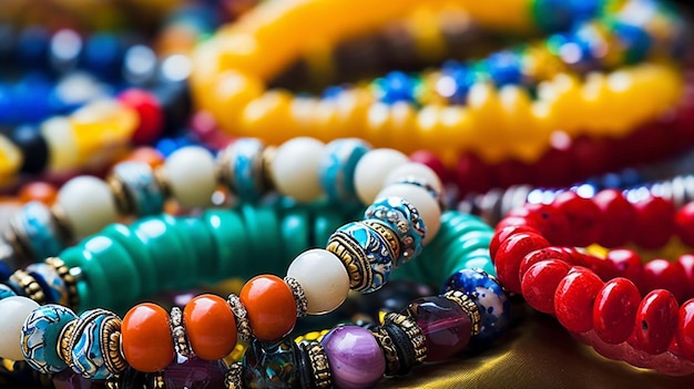 Homemade bead jewelry stock image