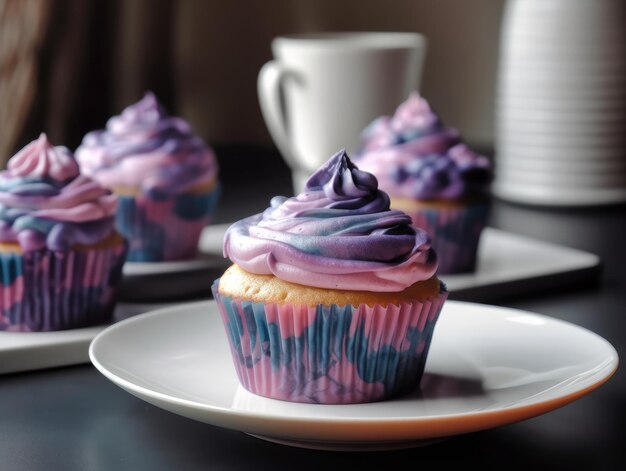 Homemade beautiful blueberry cupcakes Generative AI