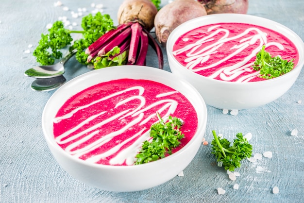 Homemade beetroot cream soup