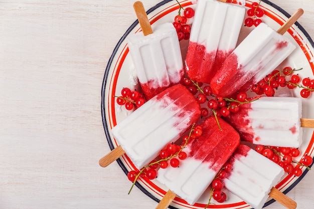 Homemade berries and coconut milk popsicles.