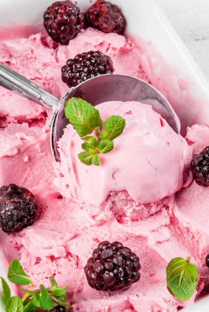 Homemade berry ice cream