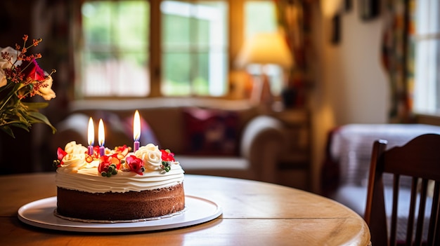 Homemade birthday cake in the English countryside house cottage kitchen food and holiday baking recipe inspiration