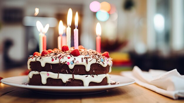 Homemade birthday cake in the English countryside house cottage kitchen food and holiday baking recipe