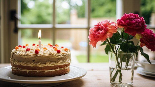 写真 ホームメイド誕生日のケーキ - イギリスの田舎の家コテージキッチン食べ物と休日のベーキング