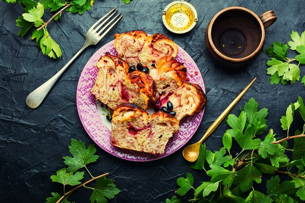 Homemade black currant pie