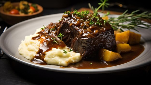 Homemade braised beef short ribs