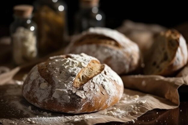 Homemade bread Concept of natural organic products from the local farm Generative AI