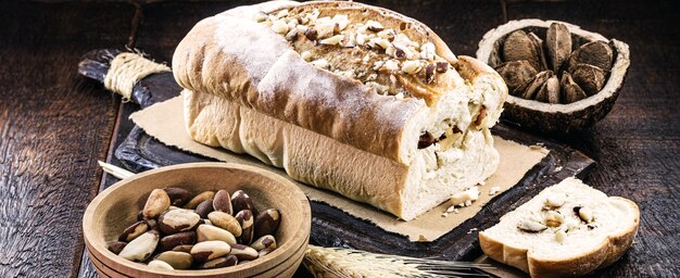 Homemade bread from brazil nut, originating in the Amazon, Brazilian almond rich in nutrients