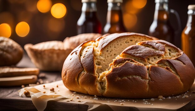 Homemade bread made with beer