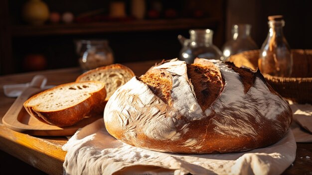 homemade bread in the oven in a kitchen