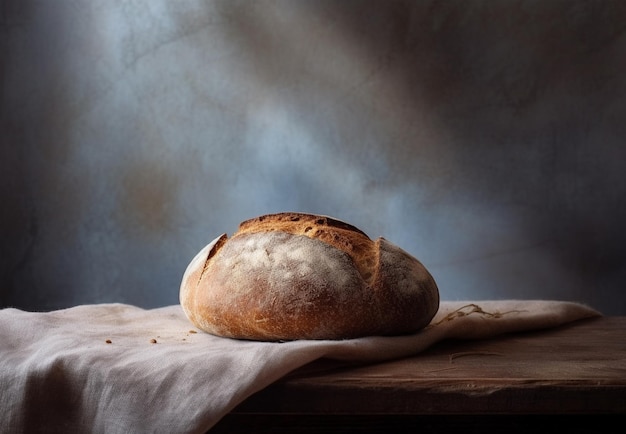 Homemade bread with seeds on rustic background Rustic bread