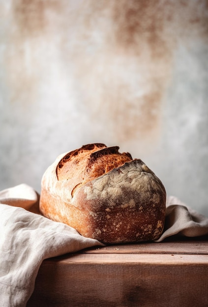 Homemade bread with seeds on rustic background Rustic bread