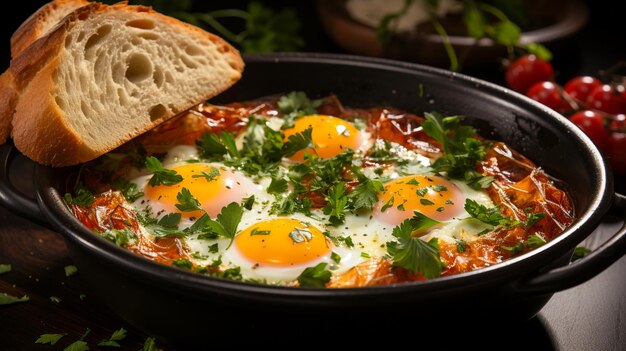 Photo homemade breakfast shakshuka