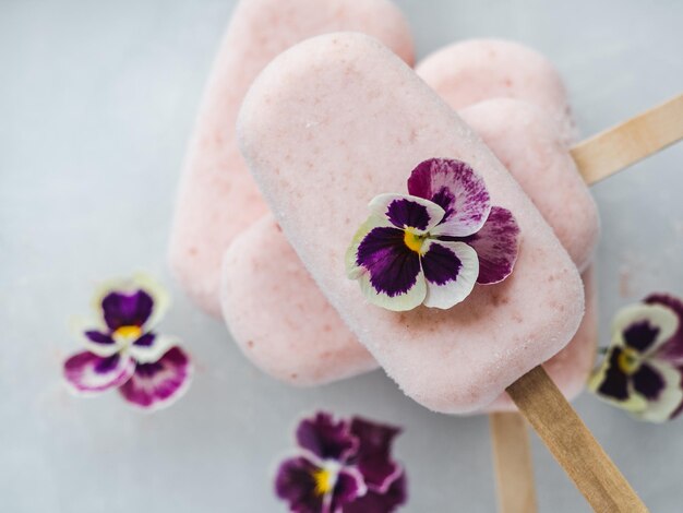 Homemade bright ice cream on the table