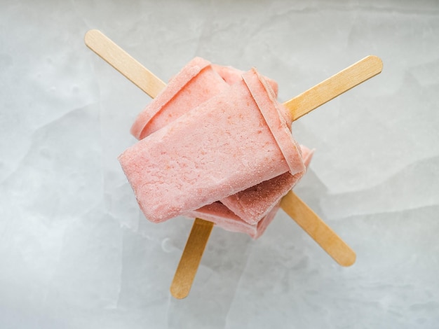 Homemade bright ice cream on the table