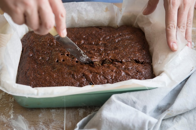 Homemade brownie food photography recipe idea