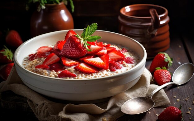 Homemade buckwheat with strawberry